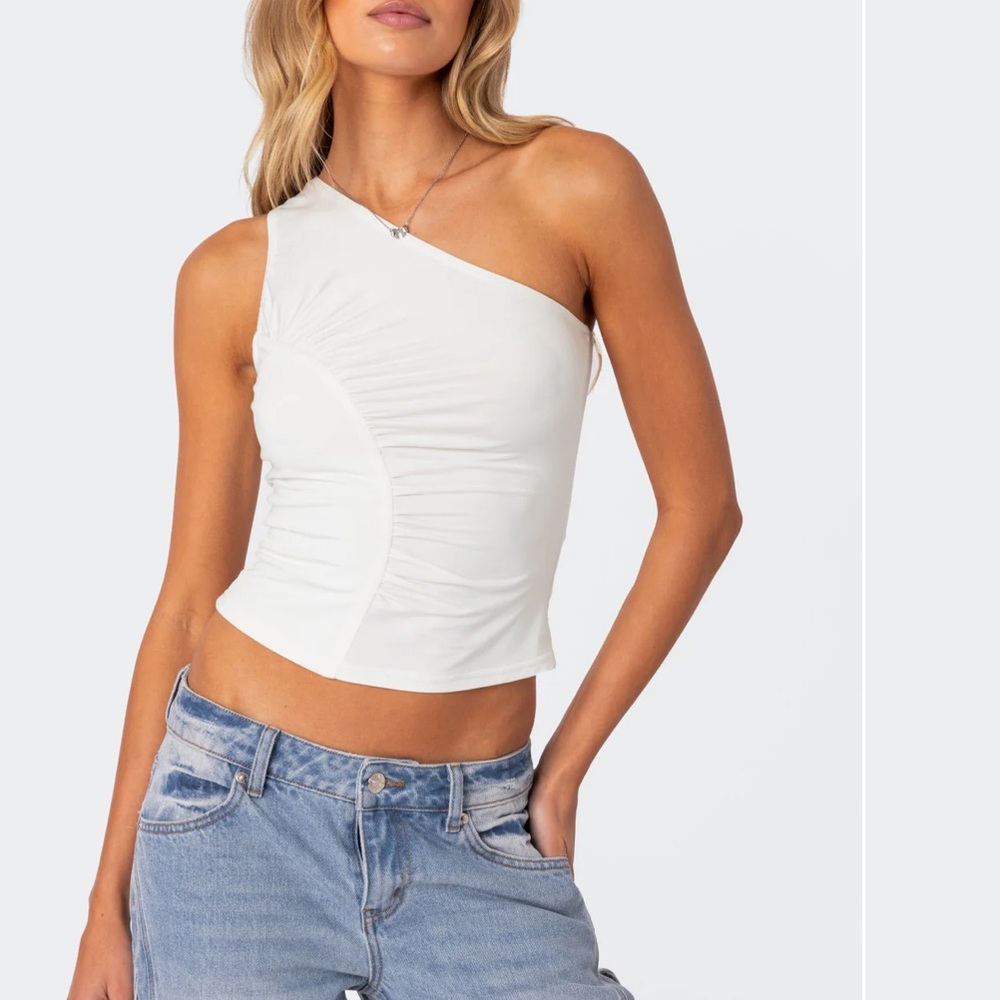 Edikted Ivy Ruched White Tank Top